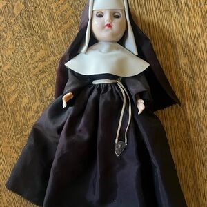 Vintage Nun Doll with Black and White Habit